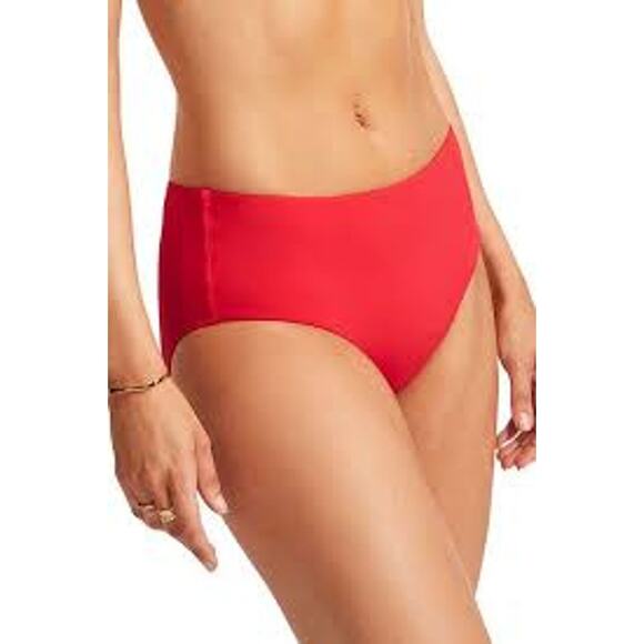 Seafolly Collective Wide Side Retro Pant BOTTOM Chilli Red #40586-942 US 4 S - Picture 2 of 4